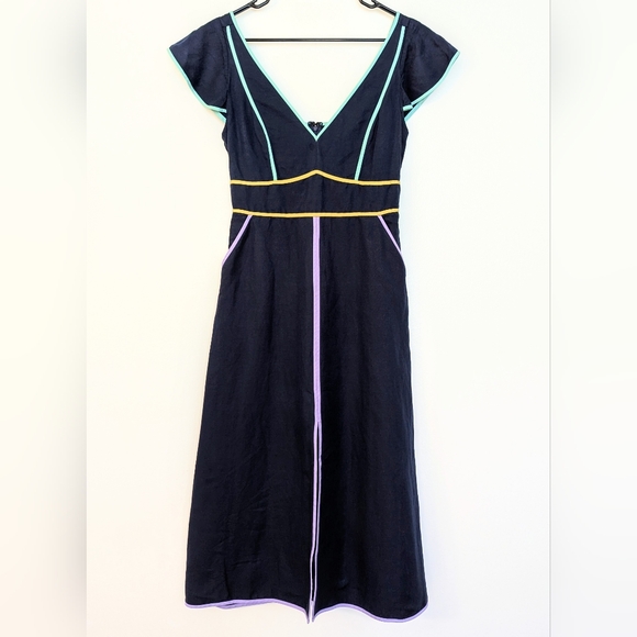 Kate Spade Linen Contrast Trim Dress - Picture 3 of 5